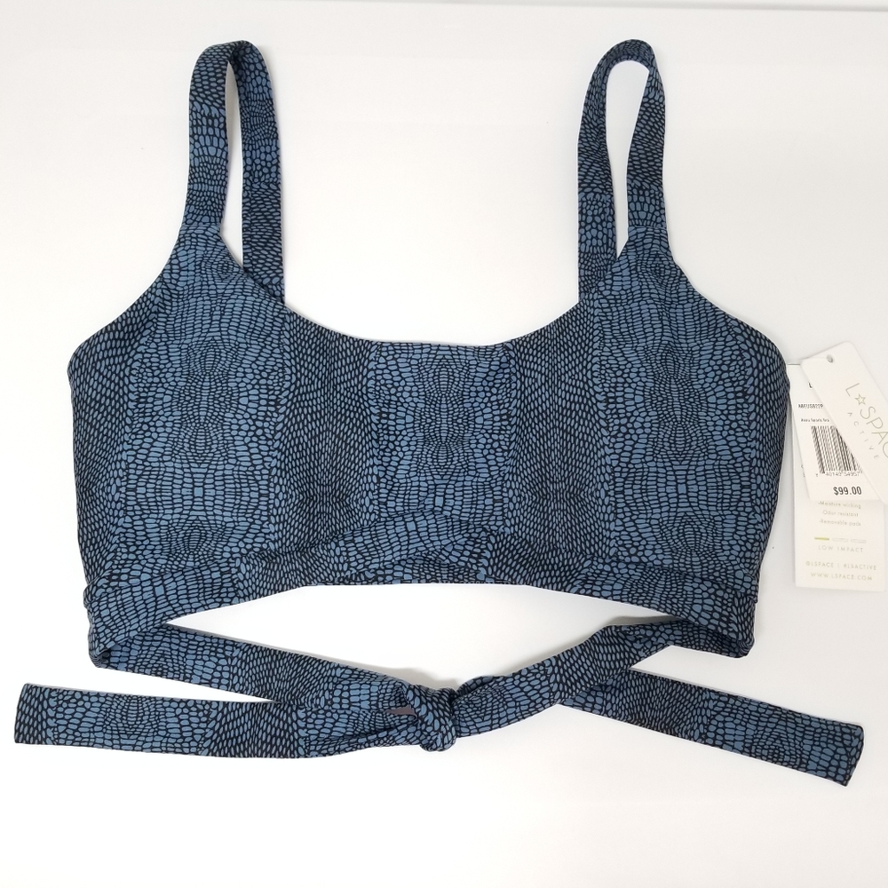 L*Space Active Lets Croc About It Beau Athletic Sports Bra Teal Sz L NWT - Picture 5 of 15